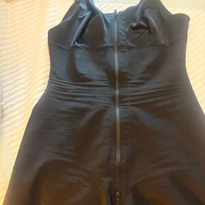 Black Full-Body Shapewear Zip-Front Bodysuit